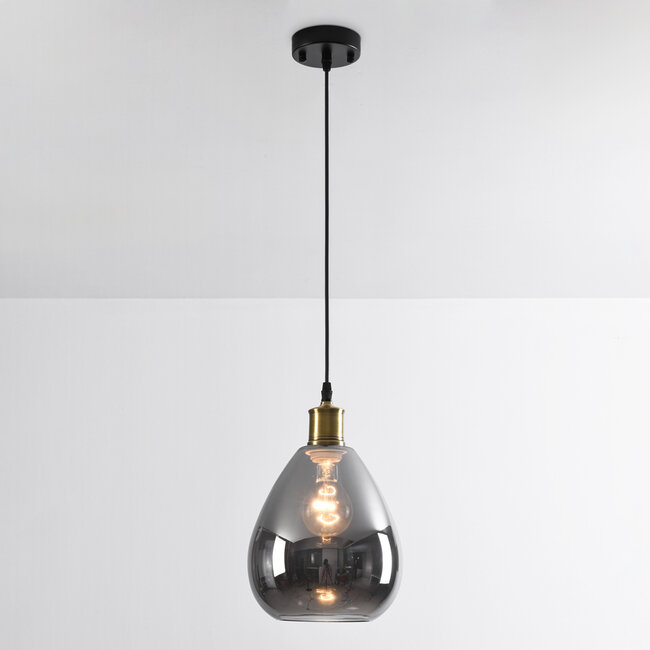 -light pendant lamp Verona smoked glass mirror effect - drop smooth glass