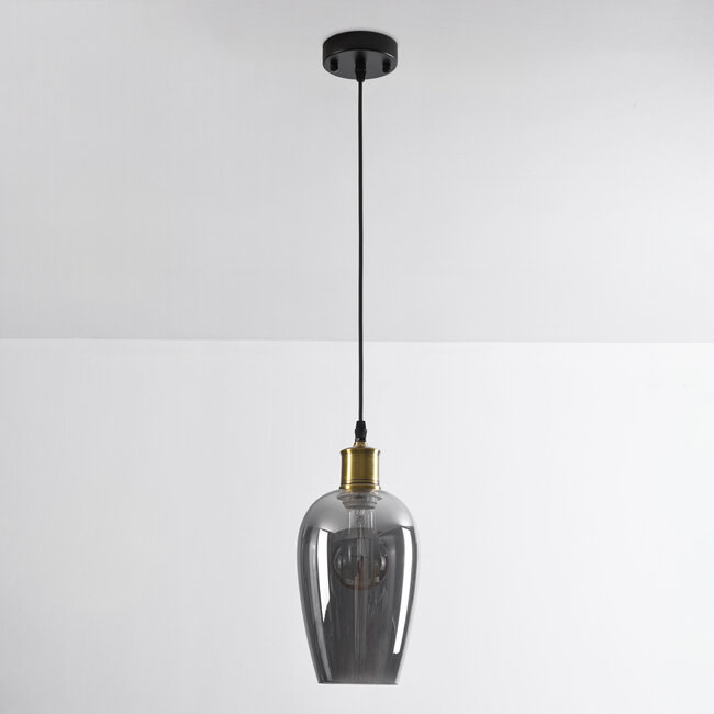 1-light pendant light Verona - elongated smoked glass with mirror effect