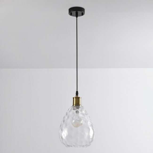 1-light pendant lamp Verona transparent - teardrop glass bulge