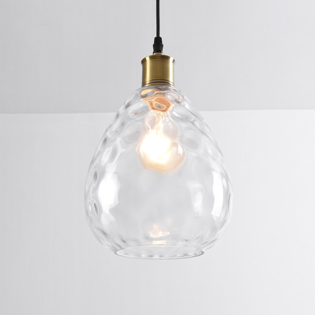 1-light pendant lamp Verona transparent - teardrop glass bulge