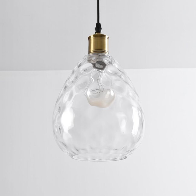 1-light pendant lamp Verona transparent - teardrop glass bulge