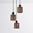 3-light Boho pendant lamp Canico with rope