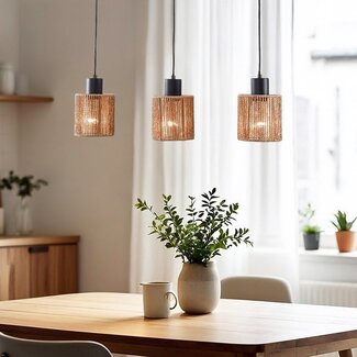 Carrizo 3-light pendant light - black with rope