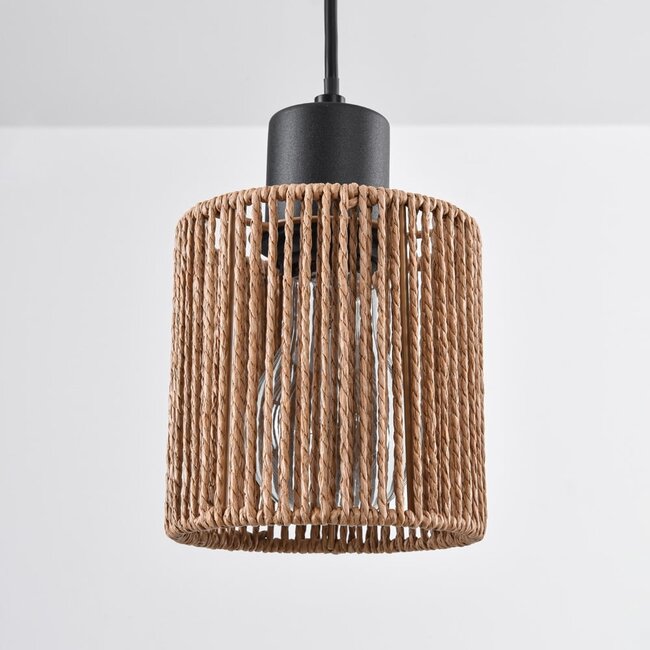Carrizo 3-light pendant light - black with rope