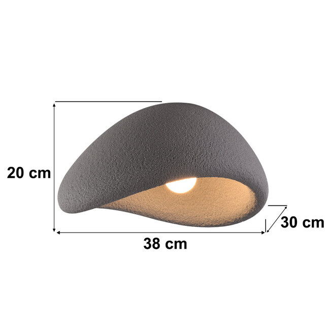 Wabi-Sabi ceiling light Concrete Aura 38 x 30 cm Stone effect - grey