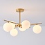 6-light ceiling light Venezia - gold with opal glass