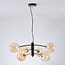 6-light pendant light Murano - black with amber glass