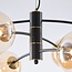 Murano pendant lamp with Amber glass, 6-light - Black