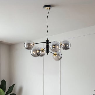 Pendant light Murano with smoked glass, 6-light