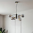 6-light pendant light Murano - black with smoked glass
