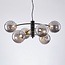 6-light pendant light Murano - black with smoked glass