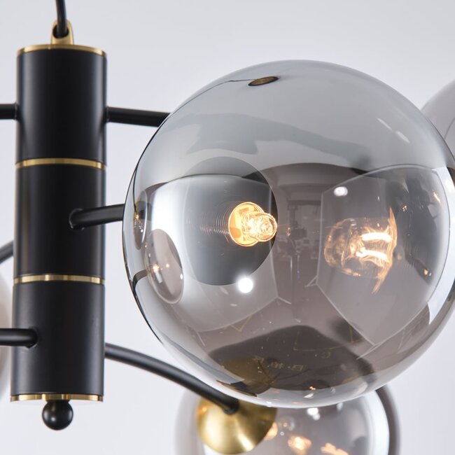 Pendant light Murano with smoked glass, 6-light