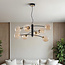 8-light pendant light Torino - black with amber glass