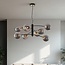 8-light pendant light Torino - black with smoked glass