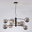 8-light pendant light Torino - black with smoked glass