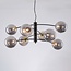 8-light pendant light Torino - black with smoked glass