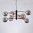 Pendant light Torino with smoked glass, 8-light - black