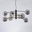 8-light pendant light Torino - black with smoked glass