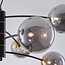 8-light pendant light Torino - black with smoked glass