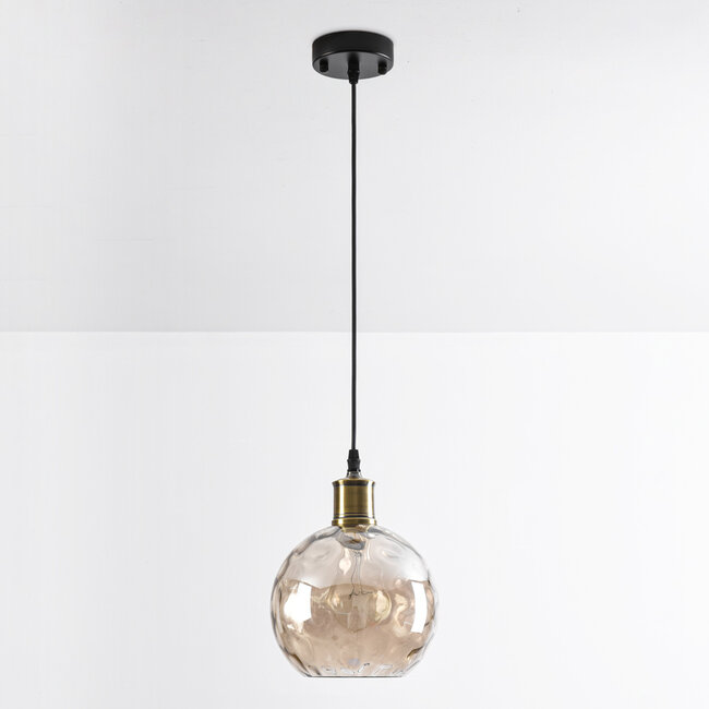 1-light pendant light Lotte - domed cognac glass