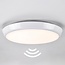 White flush ceiling lights Ø25.5 cm with emergency unit, sensor and CCT switch 3000/4000/6000K