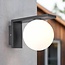 Outdoor wall light in anthracite with opal white polycarbonate shade - Luna