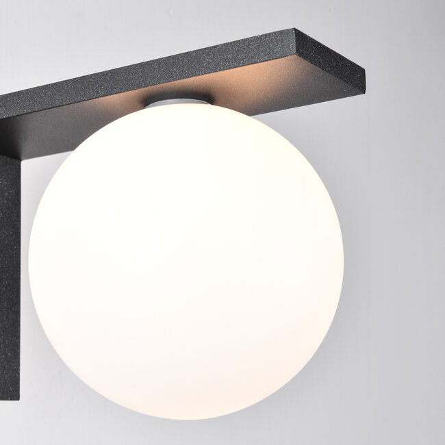 Outdoor wall light in anthracite with opal white polycarbonate shade - Luna