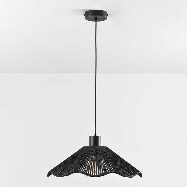 Black pendant lamp with braided rope - Artigo