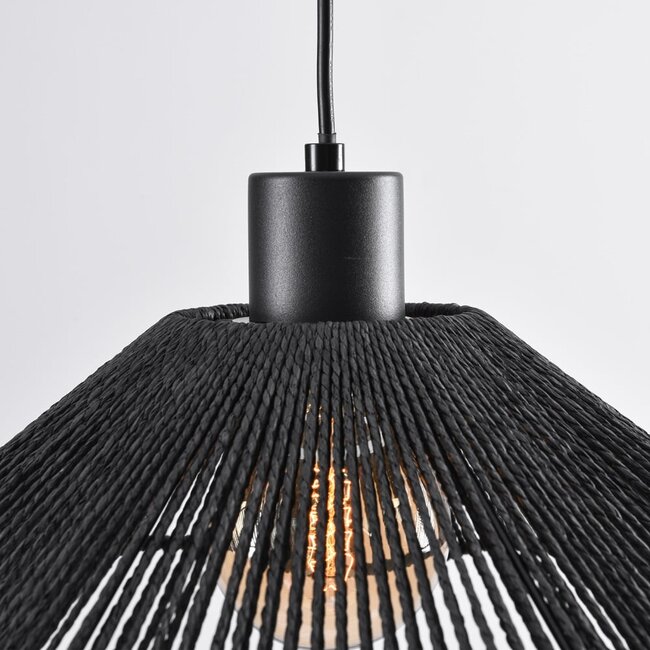 Black pendant lamp with braided rope - Artigo