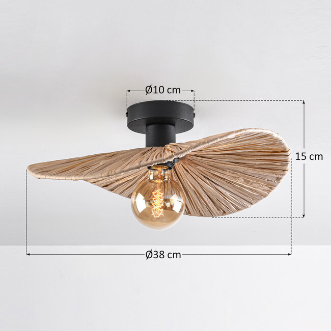 Satu ceiling light with woven raffia paper Ø38 cm