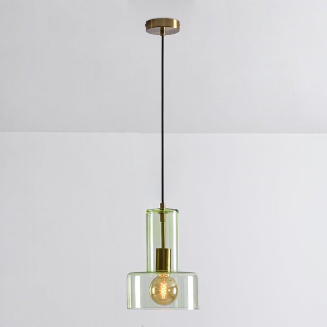 Rurka pendant lamp in Gold with green glass