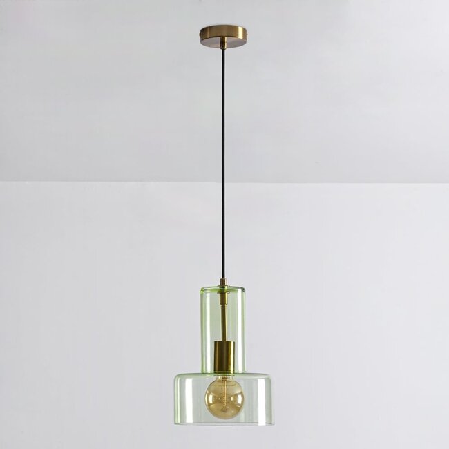 Pendant light Rurka gold with green glass