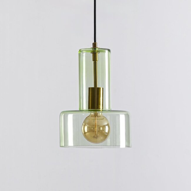 Pendant light Rurka gold with green glass