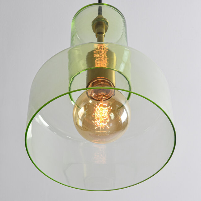Rurka pendant lamp in Gold with green glass