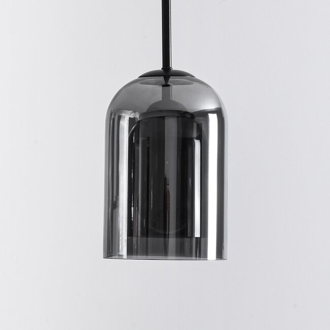 Topel bell-shaped pendant lamp - smoked glass