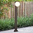 Outdoor floor lamp Mesia with opal-white shade - brown