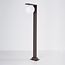 Outdoor floor lamp Mesia with opal-white shade - brown