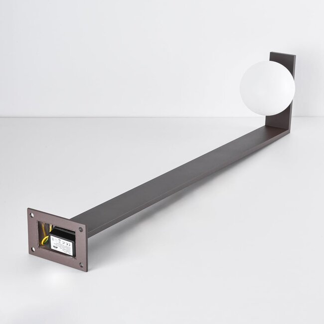 Standing outdoor lamp, brown with opal white polycarbonate shade - Mesia