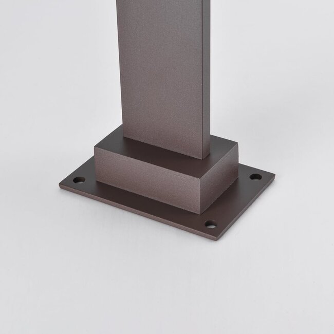 Standing outdoor lamp, brown with opal white polycarbonate shade - Mesia