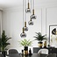 Imme 5-light pendant light  - gold with smoked glass