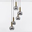 Imme 5-light pendant light  - gold with smoked glass