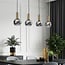 Pendant light Imke black with golden details and smoked glass, 4-light