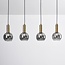 Pendant light Imke black with golden details and smoked glass, 4-light