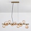 Golden design pendant lamp with Amber glass, 9-light - Ennea