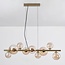 Golden design pendant lamp with Amber glass, 9-light - Ennea
