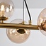 Golden design pendant lamp with Amber glass, 9-light - Ennea