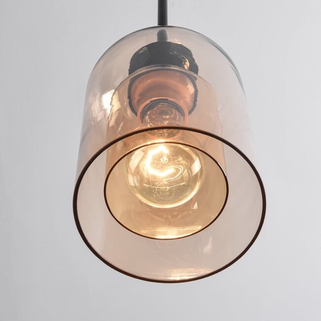 Pendant light Topel bell jar shape - amber glass