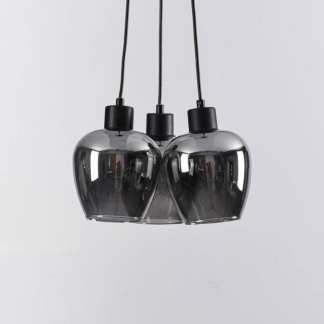 Designer lighting Ventura pendant lamp with smoked glass, 3-light