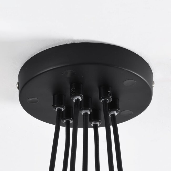7-light Black pendant lamp with smoked glass - Ventura