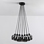 12-light designer pendant lamp in black with smoked glass - Ventura